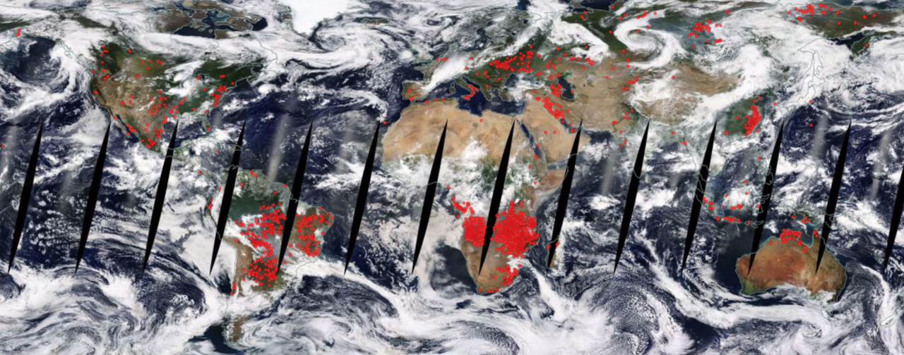 Satellite view of the evolution of fires around the world July-August 2019